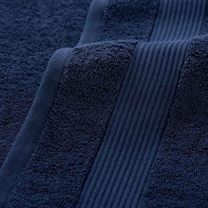 Arkwright Bath Towels Set of 6 - Super Soft 100% Cotton, 600 GSM Quick Dry & Absorbent, Luxury Bathroom Essentials with 2 Shower Towels, 2 Hand Towels and 2 Washcloths, Lapis Navy