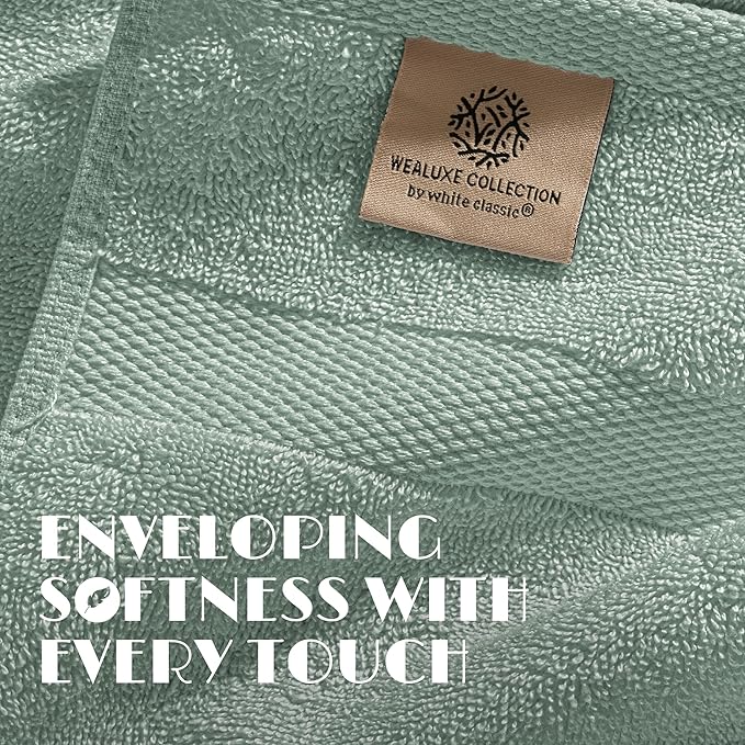 Wealuxe Green Bath Towels 24x50 Inch, Cotton Towel Set for Bathroom, Hotel, Gym, Spa, Soft Extra Absorbent Quick Dry 6 Pack