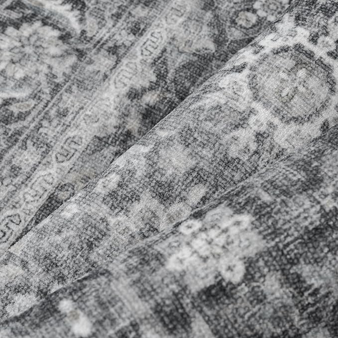 Blue 3x5 Area Rug Non Slip Vintage Office Entryway Rug Distressed Machine Washable Kitchen Carpet Retro Traditional Floral Accent Throw Door Mat for Bedroom Bathroom Dining Living Room