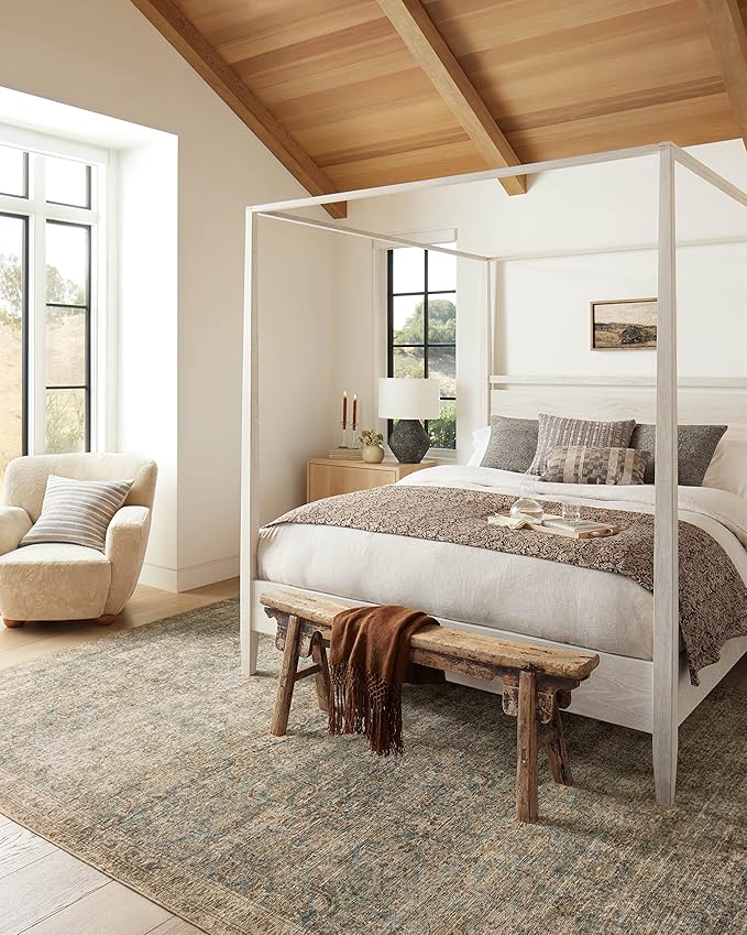 Loloi Amber Lewis Morgan Collection MOG-04 Sea/Sage 7'-3" x 9'-3" 38" Thick Area Rug feat. CloudPile, Neutral, Room Décor, Vintage Inspired, Livingroom, Bedroom, Dining Area