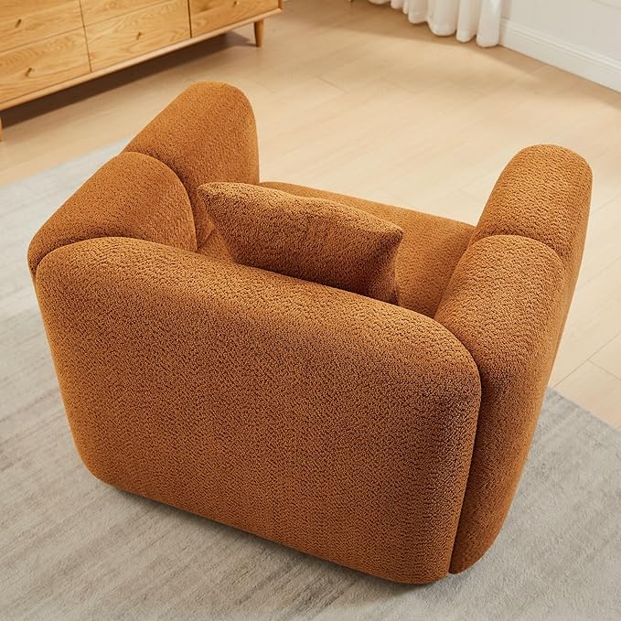 VANOMi Living Room Furniture Sets Include 95" Sofa & 42" Armchairs, Boucle Upholstered Oversized Couch with Pillows, Living Room Furniture Set for Bedroom Apartment (Curry, 2 Sofas+1 Chair)