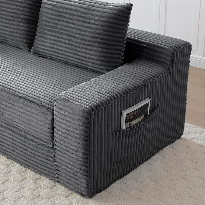 73" Cloud Loveseat Sofa Couch in a Box, 2 Seater Boneless Couch, Convertible Pull Out Sofa Bed with Pillows, No Assembly, Memory Foam, Modern Small Couches for Small Spaces (A-Grey)