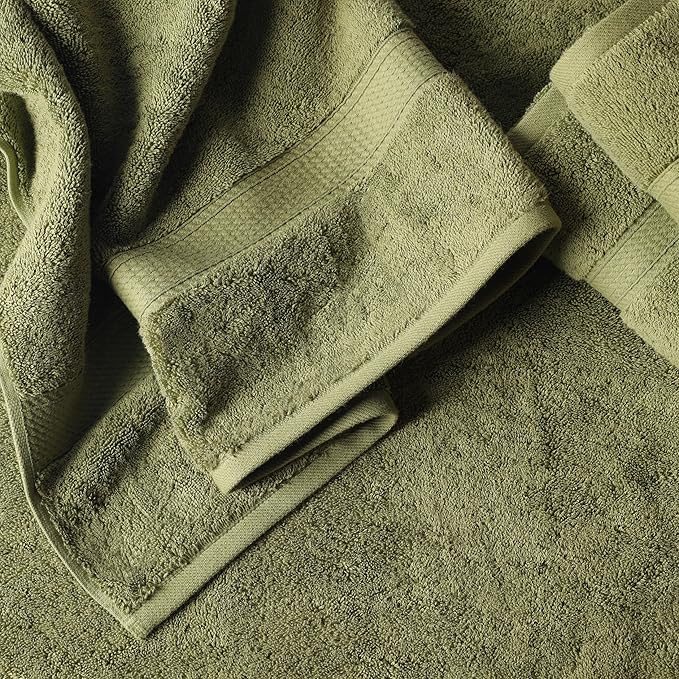 Superior Egyptian Cotton Pile 6 Piece Towel Set, Includes 2 Bath, 2 Hand, 2 Face Towels/Washcloths, Ultra Soft Luxury Towels, Thick Plush Essentials, Guest Bath, Spa, Hotel Bathroom, Forest Green