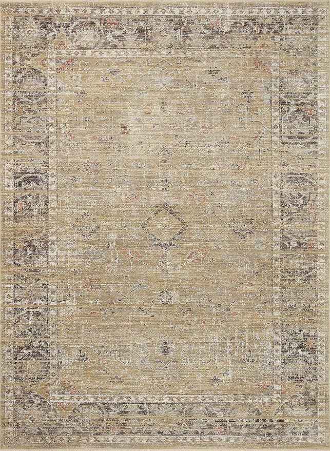 Loloi Magnolia Home by Joanna Gaines Millie Collection MIE-03 Gold/Charcoal 9'-6" x 13'-1", .25" Pile Height, Area Rug