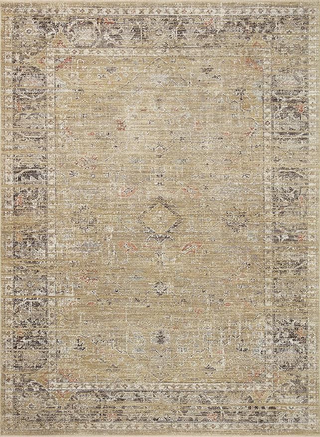 Loloi Magnolia Home by Joanna Gaines Millie Collection MIE-03 Gold/Charcoal 11'-6" x 15'-7", .25" Pile Height, Area Rug
