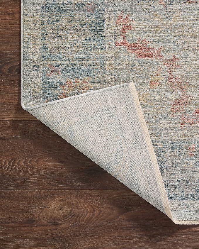 Loloi Magnolia Home by Joanna Gaines Millie Collection MIE-04 Slate/Multi 3'-6" x 5'-6", .25" Pile Height, Accent Rug