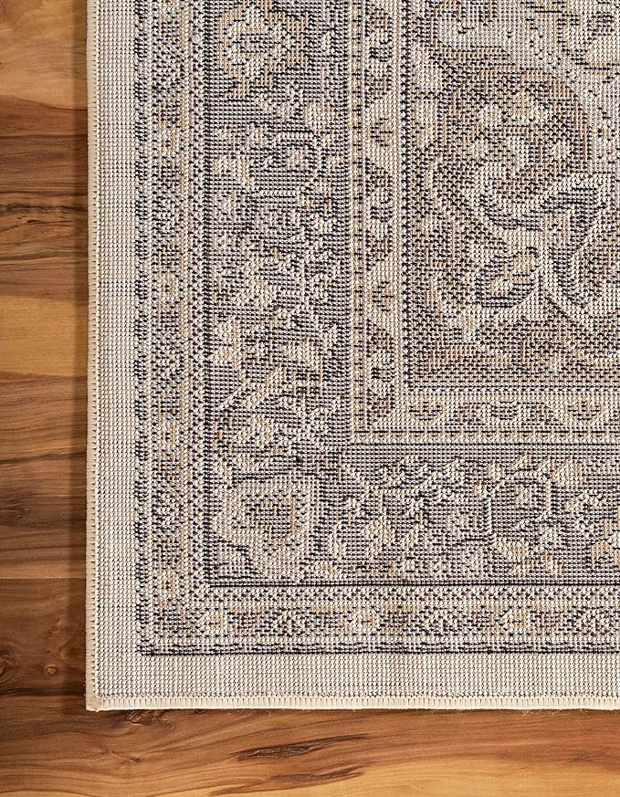 Unique Loom Reza Collection Traditional Persian Style Area Rug, 9 ft 10 in x 13 ft, Ivory/Brown