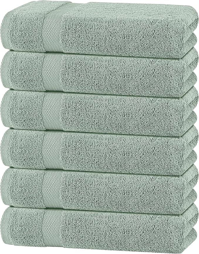 Wealuxe Green Bath Towels 24x50 Inch, Cotton Towel Set for Bathroom, Hotel, Gym, Spa, Soft Extra Absorbent Quick Dry 6 Pack