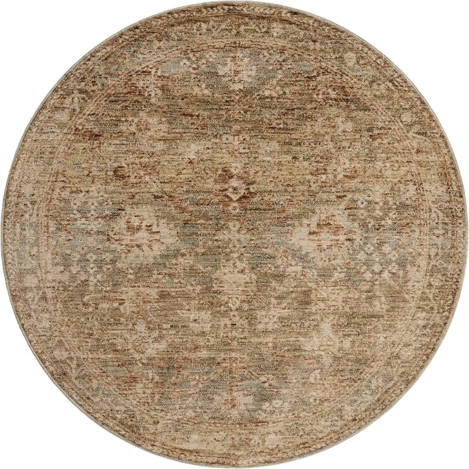 Loloi Magnolia Home by Joanna Gaines Junie Collection JUE-03 Spice/Multi 5'-3" x 5'-3", .38" Pile Height Round Area Rug