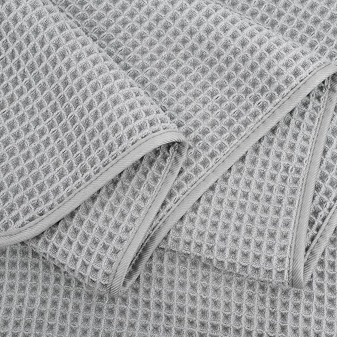 POLYTE 430 GSM Microfiber Quick Dry Lint Free Bath Sheet, 70 x 35 in, Set of 2 (Waffle Weave)