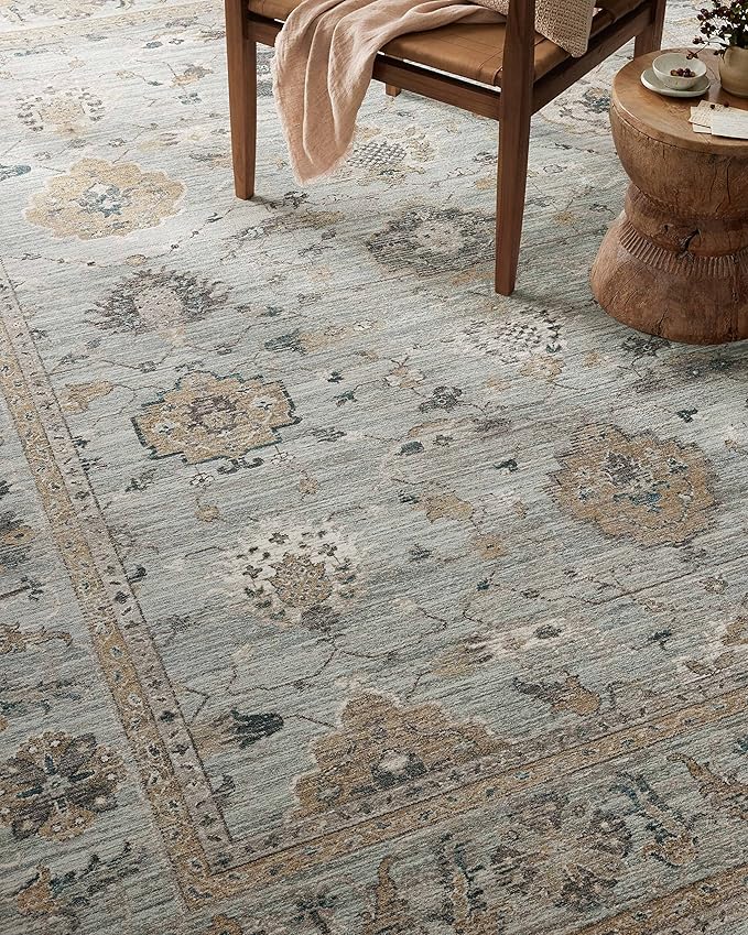 Loloi Magnolia Home by Joanna Gaines Millie Collection MIE-02 Sky/Gold 2'-7" x 10'-0", .25" Pile Height, Runner Rug