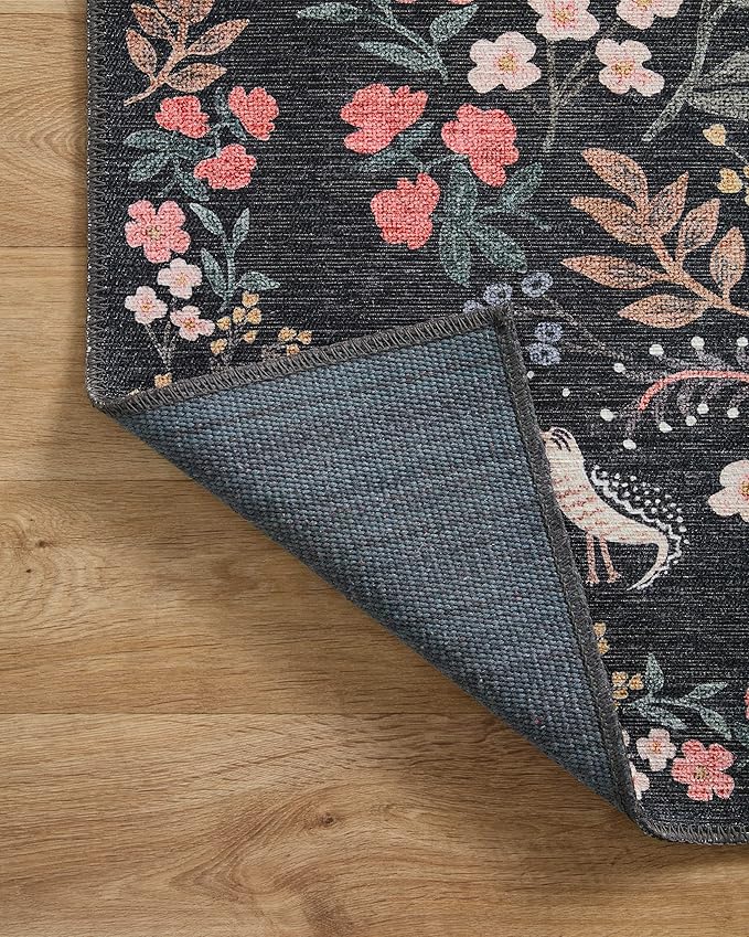 Loloi Rifle Paper Co. Maison Collection MAO-04 Tuileries Black 2'-6" x 12'-0", .19" Pile Height, Runner Rug