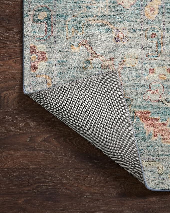 Loloi Margot Collection MAT-06 Denim/Multi 2'-6" x 7'-6" Runner Rug feat. CloudPile, No-Shed Easy Clean Large Patterned Area Rug for Living Room, Bedroom, Dining Area