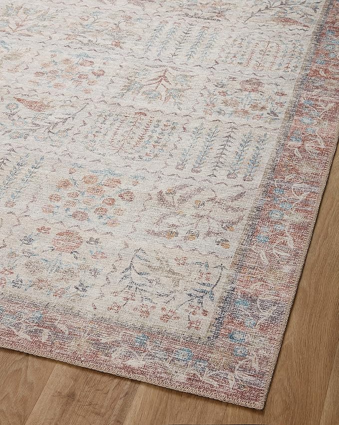 Loloi Rifle Paper Co. Maison Collection MAO-08 Cream 5'-0" x 5'-0" Round, .19" Pile Height, Accent Rug