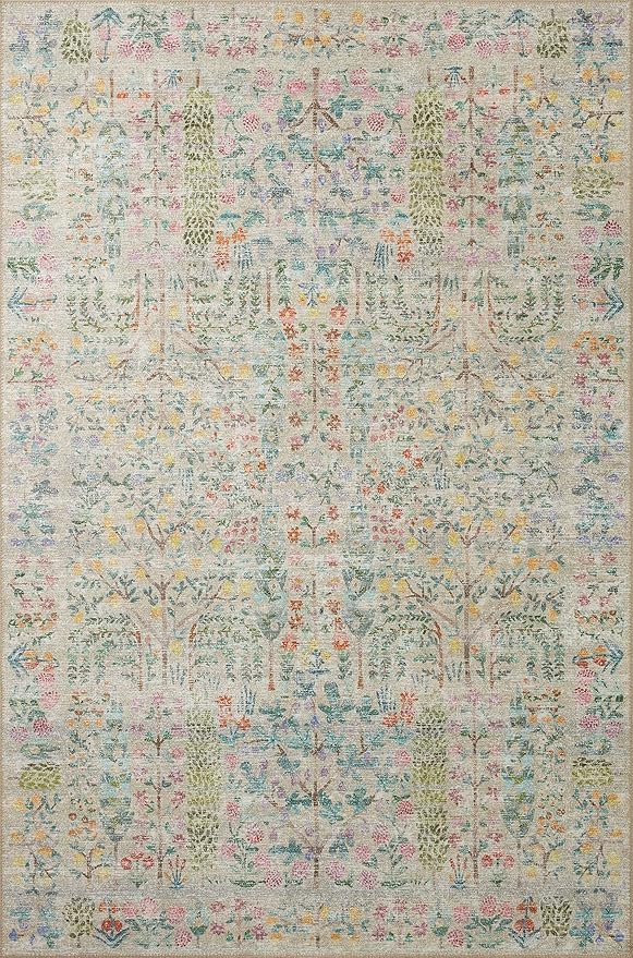 Loloi Rifle Paper Co. Maison Collection MAO-07 Khaki 2'-6" x 12'-0", .19" Pile Height, Runner Rug