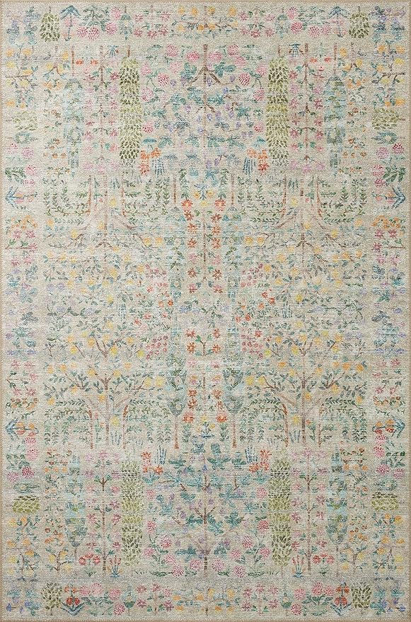 Loloi Rifle Paper Co. Maison Collection MAO-07 Khaki 2'-6" x 7'-6", .19" Pile Height, Runner Rug