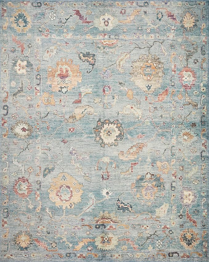 Loloi Margot Collection MAT-06 Denim/Multi 2'-6" x 7'-6" Runner Rug feat. CloudPile, No-Shed Easy Clean Large Patterned Area Rug for Living Room, Bedroom, Dining Area