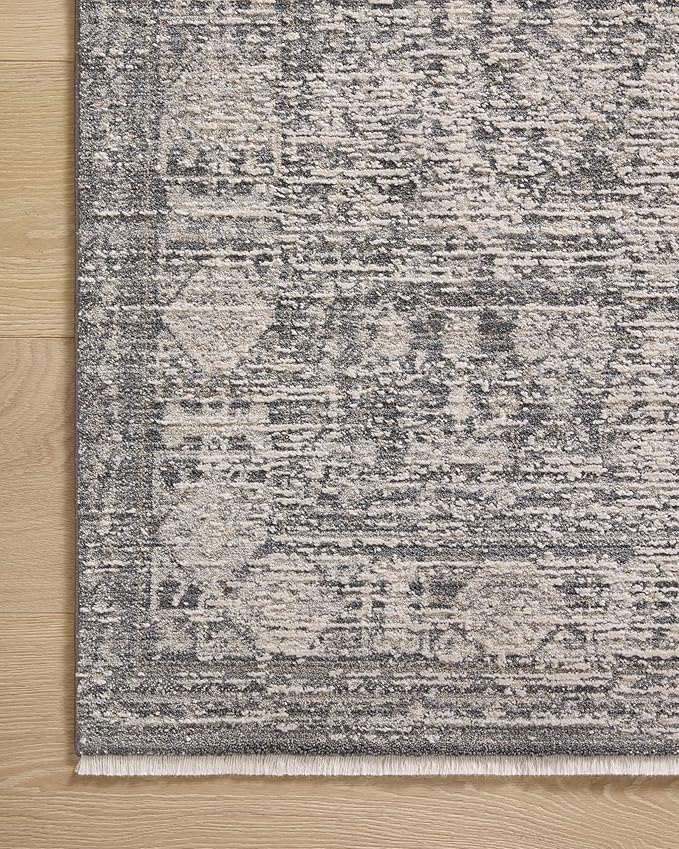 Loloi Amber Lewis Alie Collection ALE-03 Charcoal/Dove 7'-10'' x 7'-10'', .13'' Pile Height, Round Area Rug