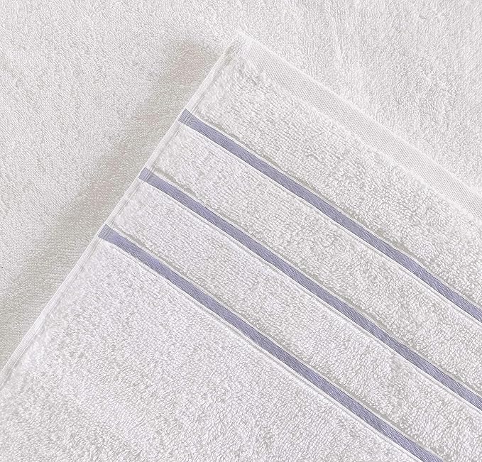 6 Piece White Towel Set, 100% Turkish Cotton Soft Hotel Towels, Quick Dry Turkish Towel Set for Bathroom, Lilac