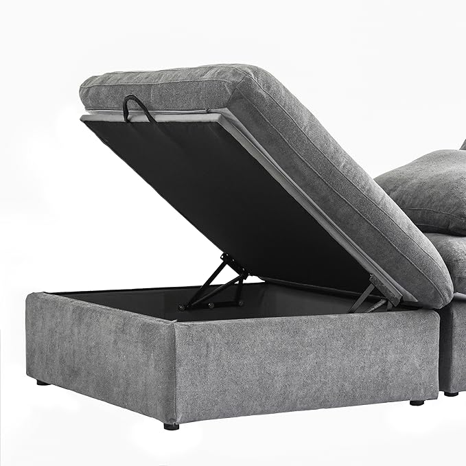 Cloud Modular Sectional Sofa Couch,Oversized Couch 6 Seater for Living Room,160.6" V Shaped Convertible Couches with Storage Ottoman, Covers Washable&Replaceable,Gray