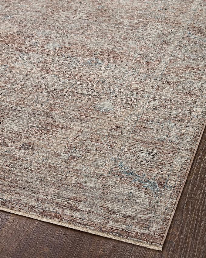 Loloi Magnolia Home by Joanna Gaines Millie Collection MIE-04 Brick/Fog 3'-6" x 5'-6", .25" Pile Height, Accent Rug