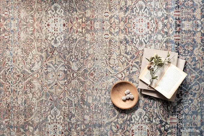 Loloi Chris Loves Julia Jules Collection JUL-06 Denim/Spice 8'-6'' x 11'-6'', .13" Pile Height, Area Rug