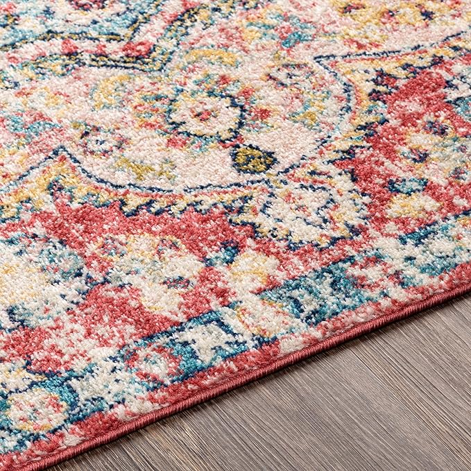 Livabliss Area Rugs - 3x7 Romaine Vintage Boho Rose Navy Sky Blue Runner Area Rug for Living Room Bedroom - Floral Medallion Stain Resistant Carpet for Kitchen, Nursery, Office (2'7" x 7'6", Runner)