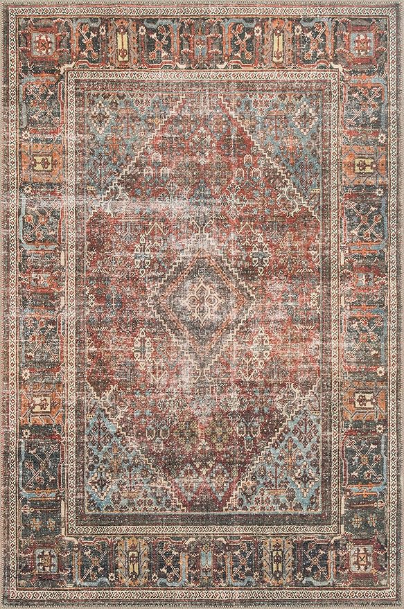 Loloi Loren Collection LQ-13 Brick/Midnight 7'-6" x 9'-6" Area Rug