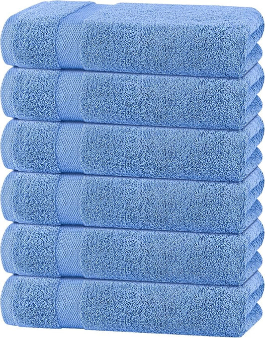 Wealuxe Light Blue Bath Towels 24x50 Inch, Cotton Towel Set for Bathroom, Hotel, Gym, Spa, Soft Extra Absorbent Quick Dry 6 Pack