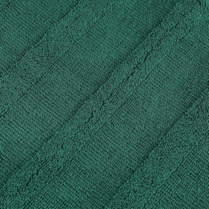 Superior Roma Cotton Bath Towels, Set of 3, Highly Absorbent, Ribbed Design, Quick-Dry, Shower, Hotel, Resort, Spa Basics, Bathroom Essentials, Solid, Includes; 3 Bath Towels, Evergreen
