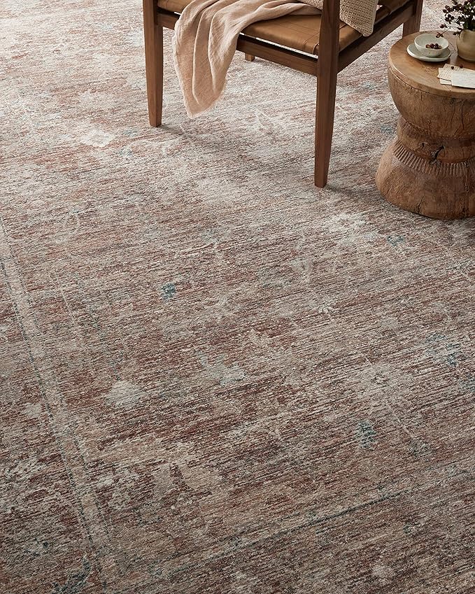 Loloi Magnolia Home by Joanna Gaines Millie Collection MIE-04 Brick/Fog 2'-7" x 8'-0", .25" Pile Height, Runner Rug
