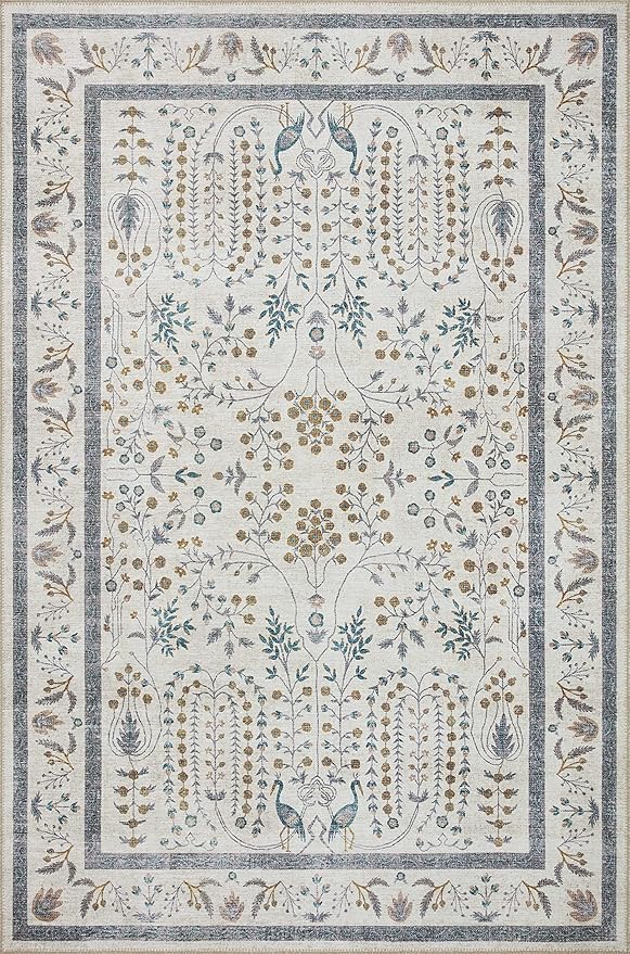 Loloi Rifle Paper Co. Maison Collection MAO-05 Wisteria Cream 7'-6" x 9'-6", .19" Pile Height, Area Rug