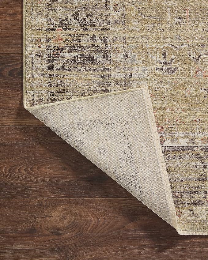 Loloi Magnolia Home by Joanna Gaines Millie Collection MIE-03 Gold/Charcoal 2'-7" x 12'-0", .25" Pile Height, Runner Rug