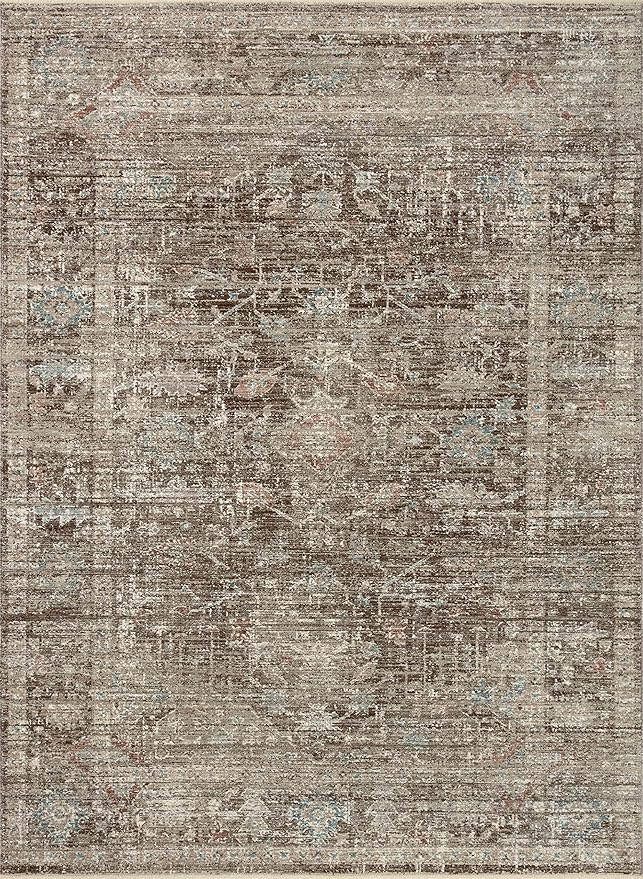 Loloi Magnolia Home by Joanna Gaines Millie Collection MIE-03 Charcoal/Dove 5'-3" x 7'-6", .25" Pile Height, Area Rug