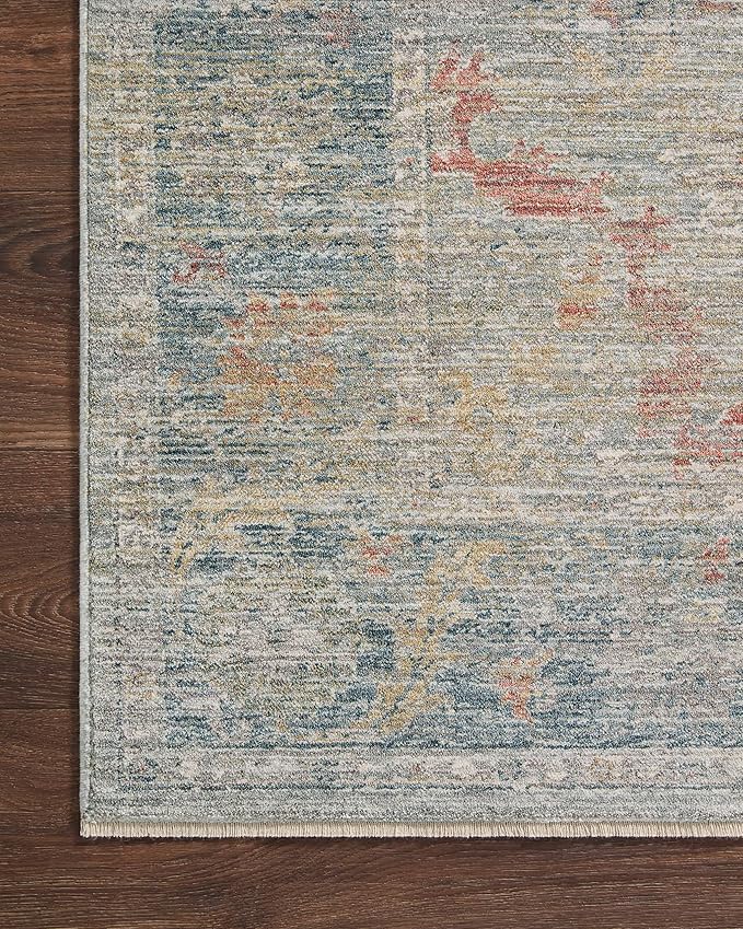 Loloi Magnolia Home by Joanna Gaines Millie Collection MIE-04 Slate/Multi 3'-6" x 5'-6", .25" Pile Height, Accent Rug