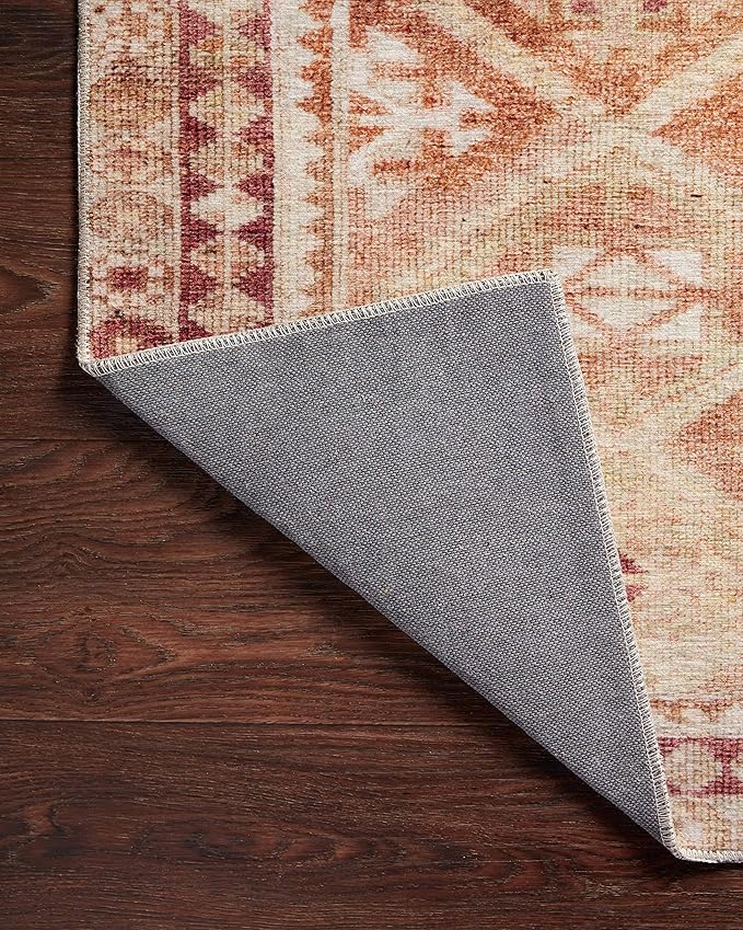Loloi Layla Collection LAY-16 Natural/Spice 3'-6" x 5'-6" .13" Thick Accent Rug, Soft, Durable, Vintage Inspired, Distressed, Low Pile, Non-Shedding, Easy Clean, Printed, Living Room Rug