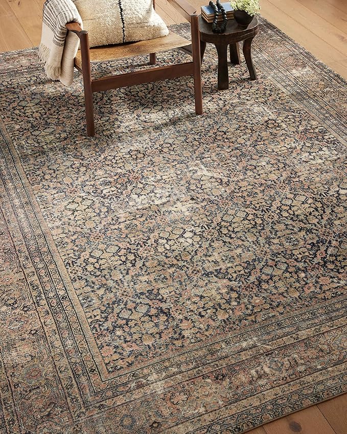 Loloi Amber Lewis Morgan Collection MOG-03 Denim/Multi 2'-0" x 5'-0" 38" Thick Accent Rug feat. CloudPile, Neutral, Room Décor, Vintage Inspired, Livingroom, Bedroom, Dining Area
