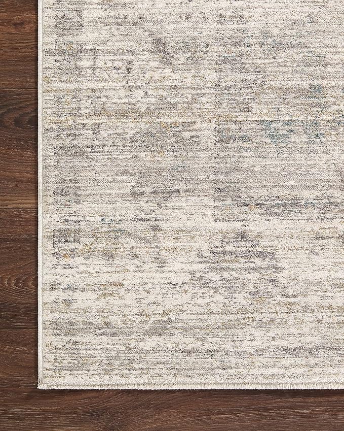 Loloi Magnolia Home by Joanna Gaines Millie Collection MIE-01 Silver/Dove 5'-3" x 5'-3", .25" Pile Height, Round Area Rug