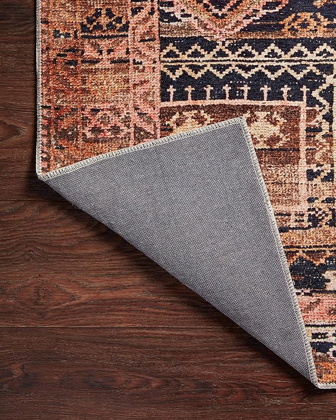 Loloi Layla Collection LAY-14 Mocha/Blush 2'-6" x 9'-6" .13" Thick Runner Rug, Soft, Durable, Vintage Inspired, Distressed, Low Pile, Non-Shedding, Easy Clean, Printed, Living Room Rug