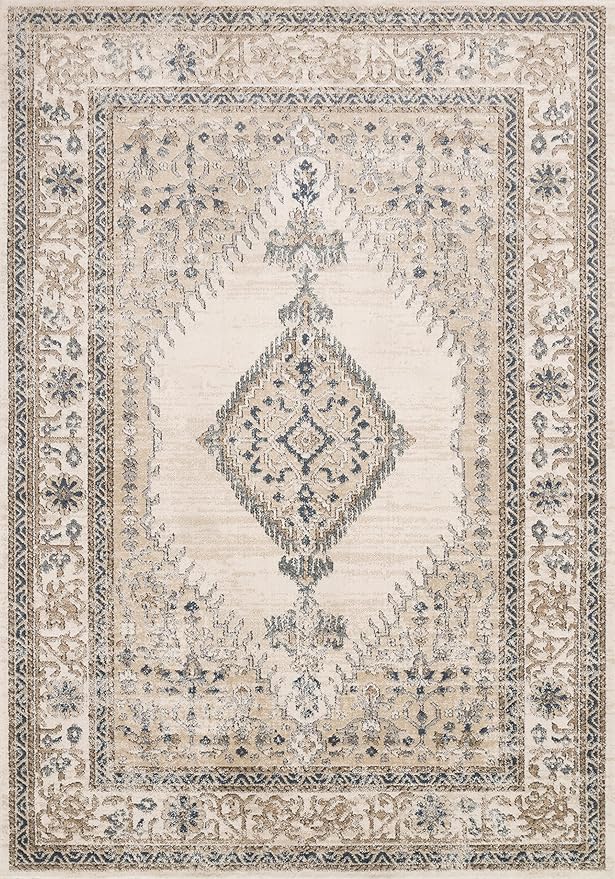 Loloi Teagan Collection TEA-02 Oatmeal/Ivory 11'-6" x 15' Area Rug, Large, Soft Neutral Rug, High-Traffic for Living Room, Bedroom, Home Office, Dining Area