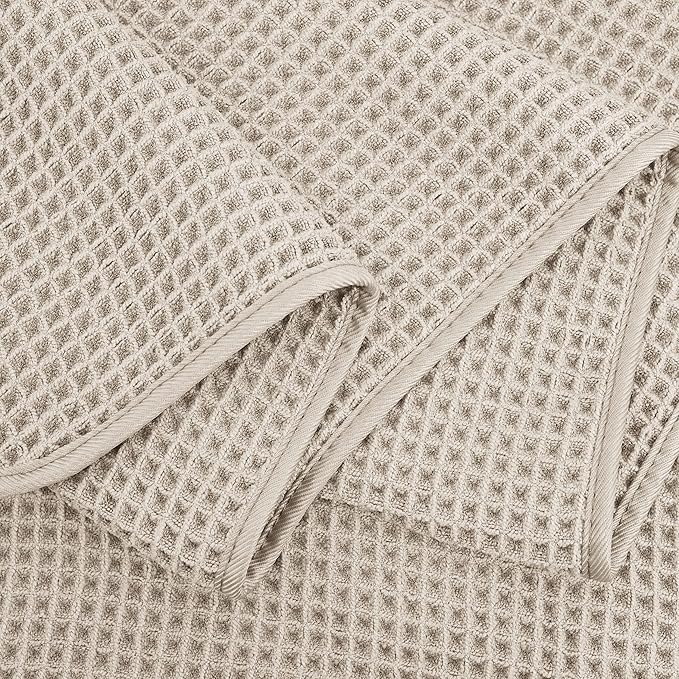 POLYTE 430 GSM Microfiber Quick Dry Lint Free Bath Sheet, 70 x 35 in, Set of 2 (Waffle Weave)