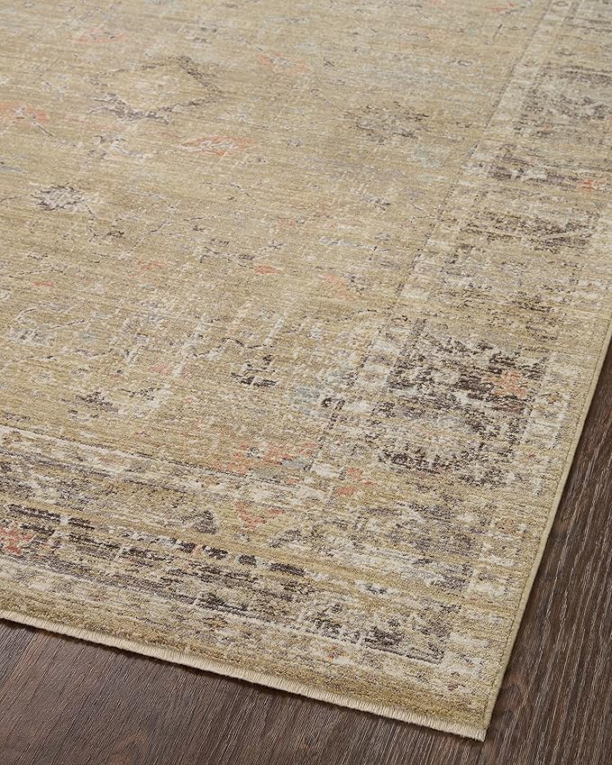 Loloi Magnolia Home by Joanna Gaines Millie Collection MIE-03 Gold/Charcoal 2'-3" x 3'-10", .25" Pile Height, Accent Rug