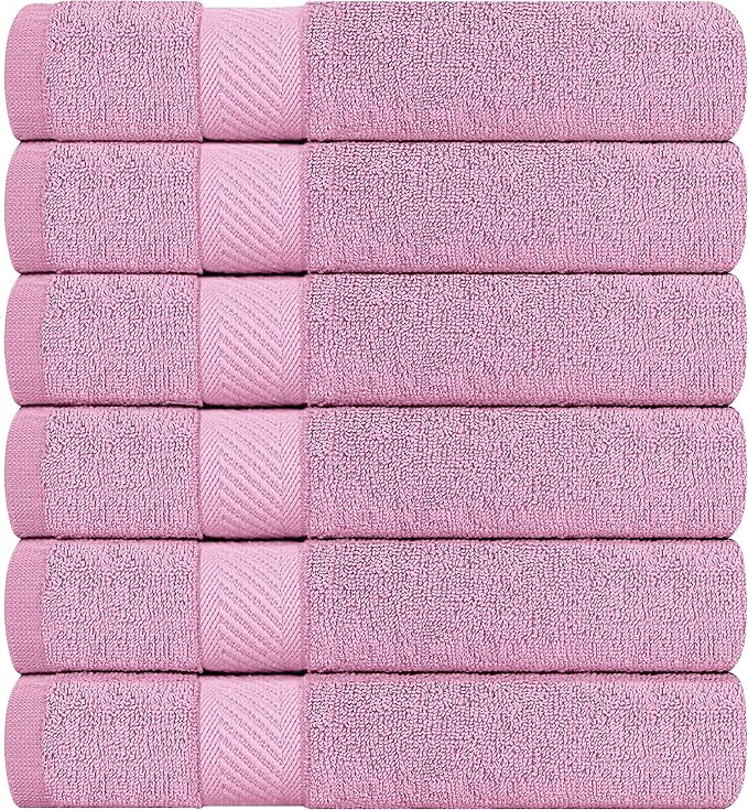 Utopia Towels 6 Pack Medium Bath Towel Set, 22 by 44 Inches, 500 GSM 100% Ring Spun Cotton, Lightweight and Highly Absorbent Quick Drying Premium Towels for Hotel, Spa and Bathroom, Pink