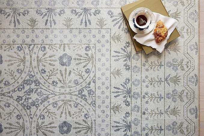Loloi Rifle Paper Co. Maison Collection MAO-03 Rosette Ivory 2'-6" x 9'-6", .19" Pile Height, Runner Rug