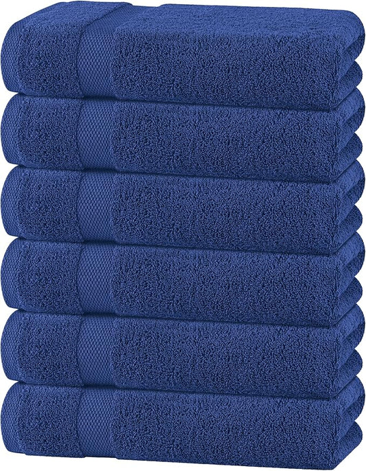 Wealuxe Navy Blue Bath Towels 24x50 Inch, Cotton Towel Set for Bathroom, Hotel, Gym, Spa, Soft Extra Absorbent Quick Dry 6 Pack