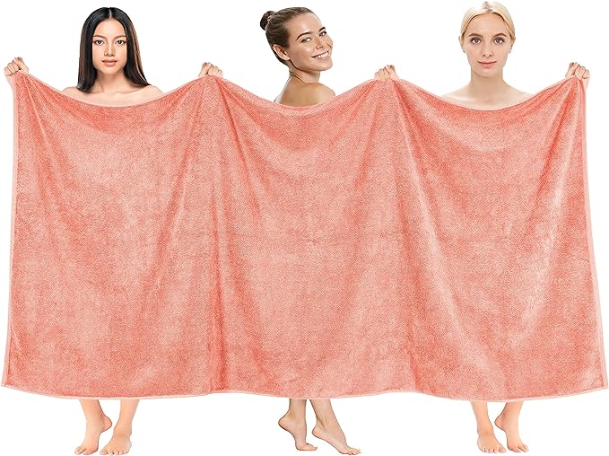 Cotton Paradise 100% Cotton 40x80 Oversized Bath Sheet, Extra Large Turkish Bath Towels for Bathroom, Coral Bathsheet