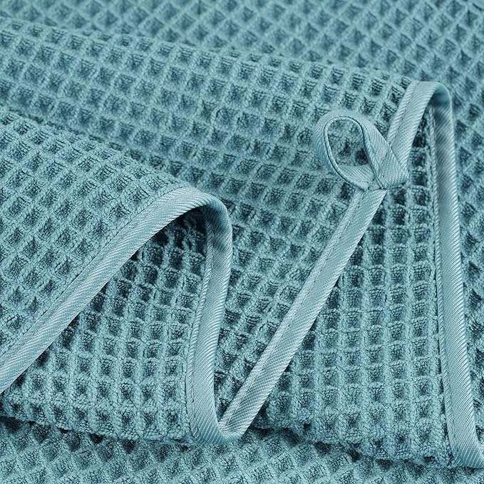 POLYTE 430 GSM Microfiber Quick Dry Lint Free Bath Sheet, 70 x 35 in, Set of 2 (Waffle Weave)