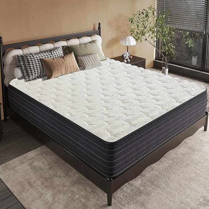 Hybrid Mattress King Size, 12 Inch Soft King with Hybrid Bed Mattress in a Box with Individual Pocketed Spring, Motion lsolation, Cooling and Breathable Fabric