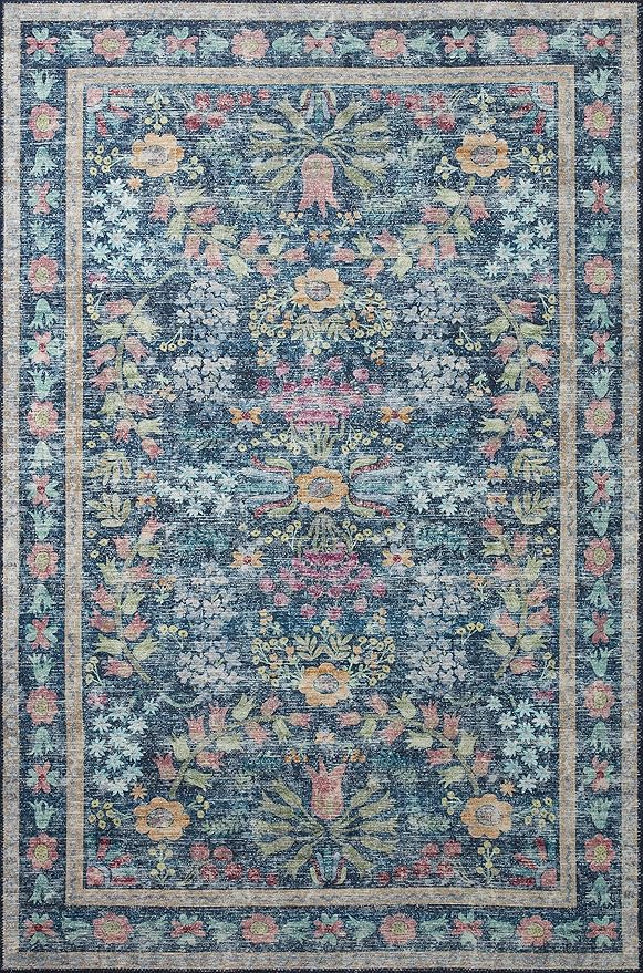 Loloi Rifle Paper Co. Maison Collection MAO-06 Blue/Multi 5'-0" x 7'-6", .19" Pile Height, Area Rug