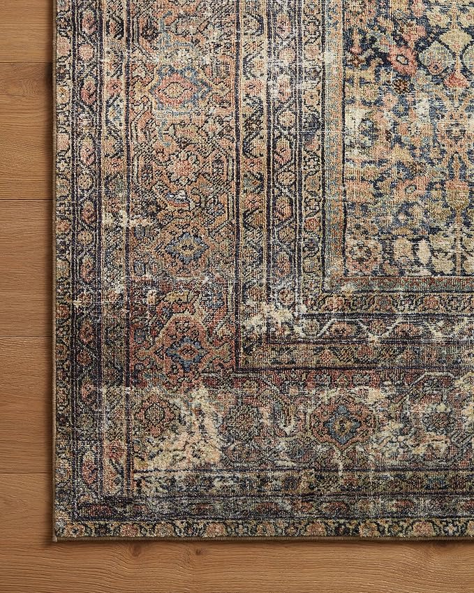 Loloi Amber Lewis Morgan Collection MOG-03 Denim/Multi 3'-6" x 5'-6" 38" Thick Accent Rug feat. CloudPile, Neutral, Room Décor, Vintage Inspired, Livingroom, Bedroom, Dining Area
